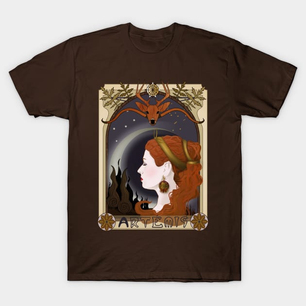 Artemis art nouveau T-Shirt by Pendientera